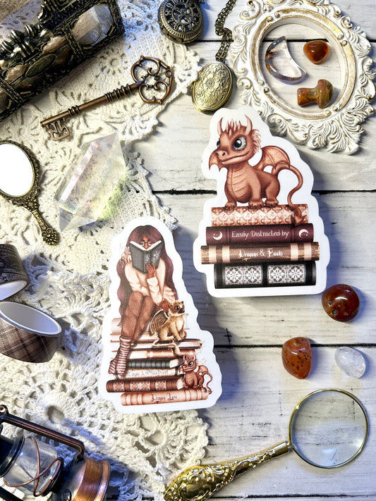 Reading Dragon Die Cut Sticker (4")
