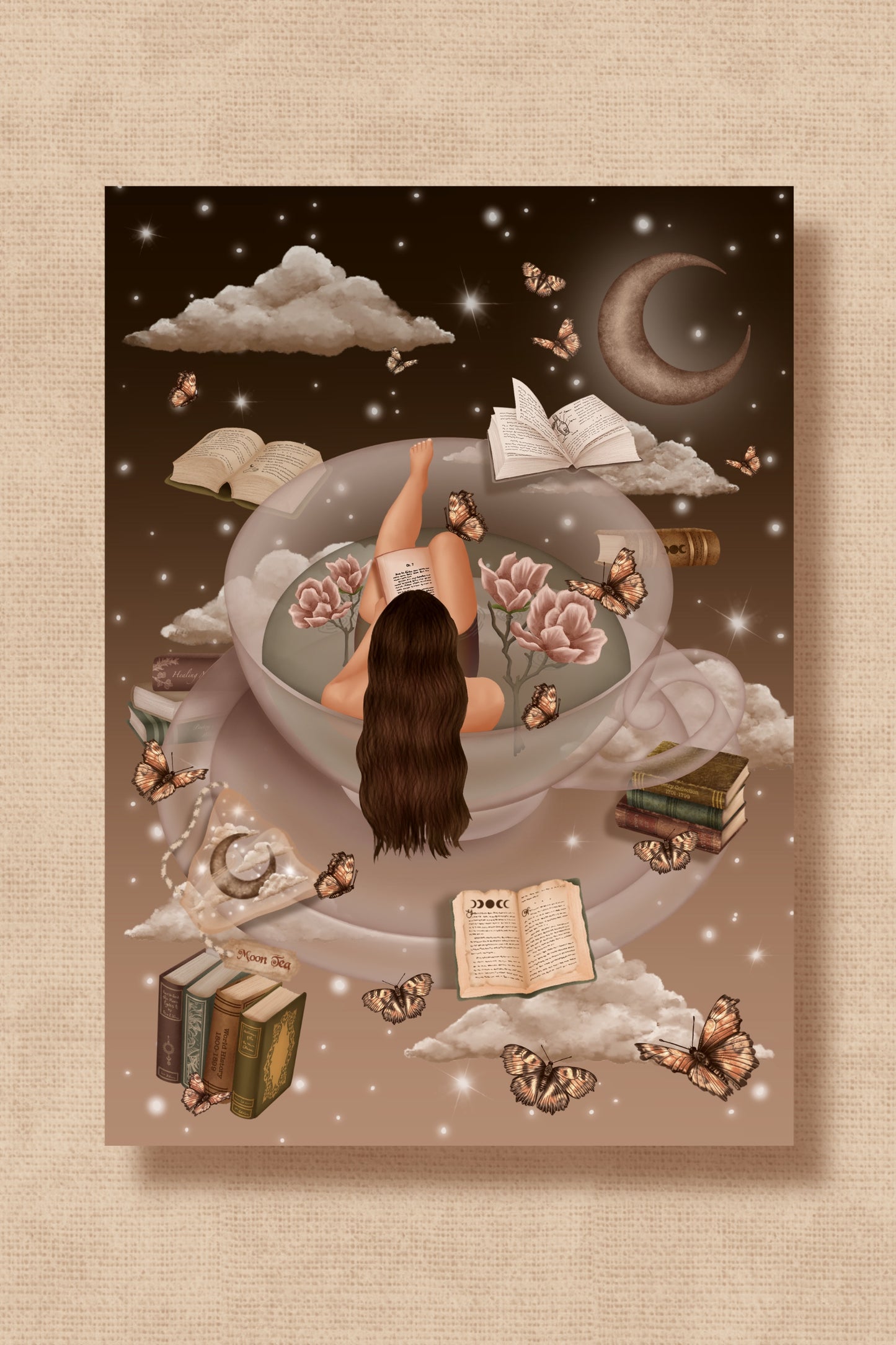 Moon Tea Art Print/Postcard