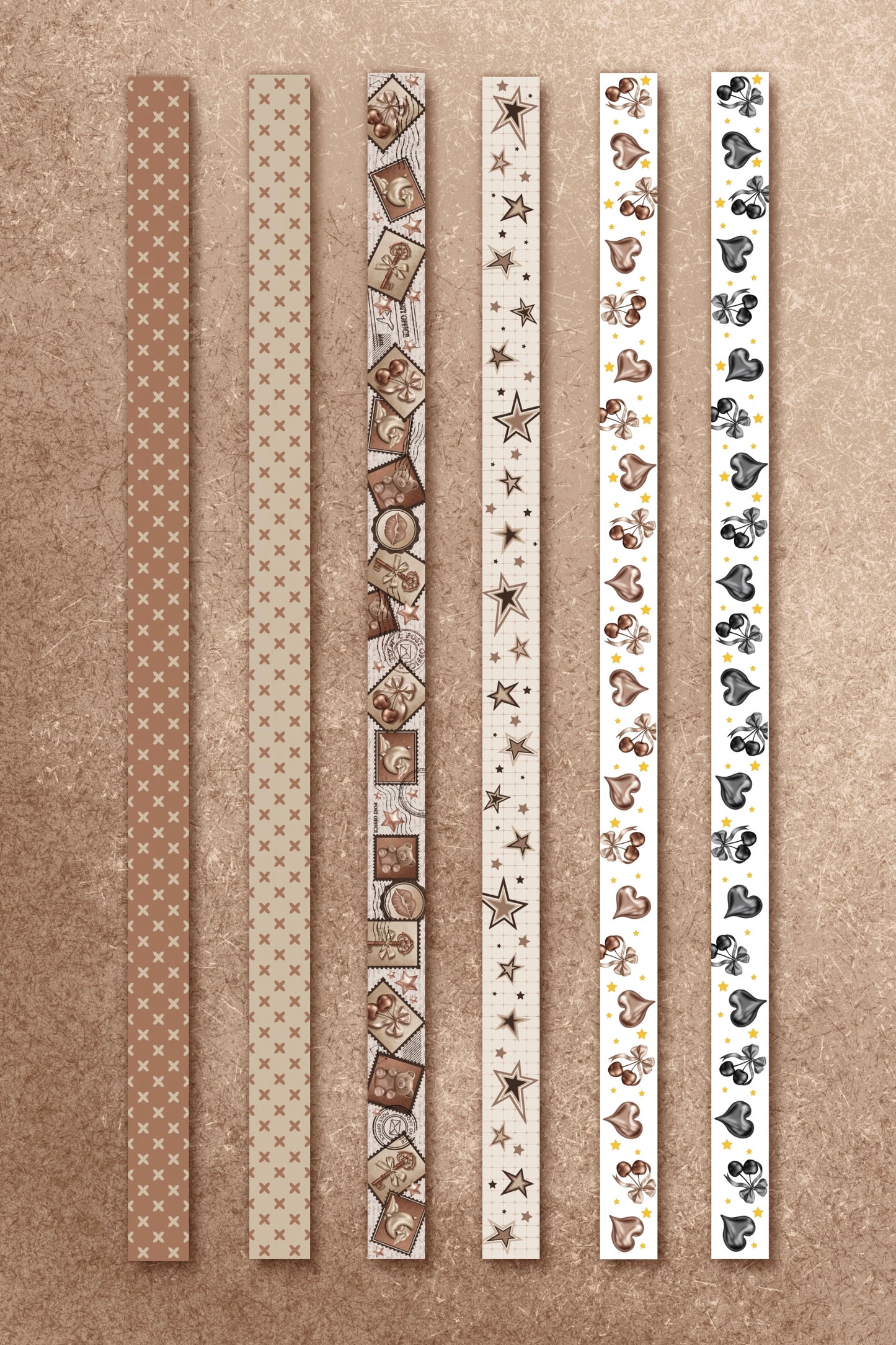 Foil Cherry Hearts Washi Tape (15 mm) - Black