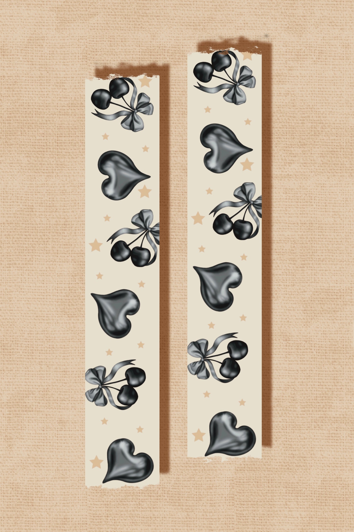 PREORDER: Foil Cherry Hearts Washi Tape (15 mm) - Black
