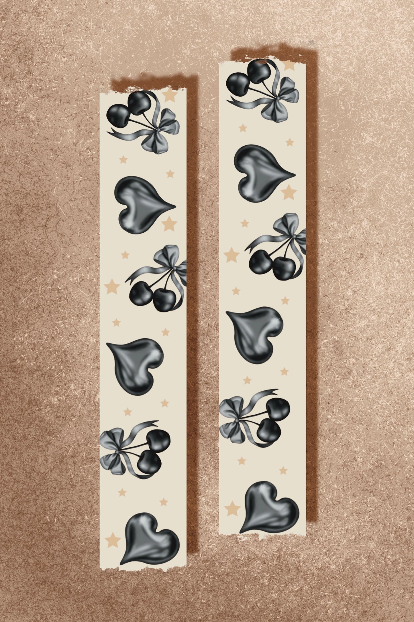 Foil Cherry Hearts Washi Tape (15 mm) - Black