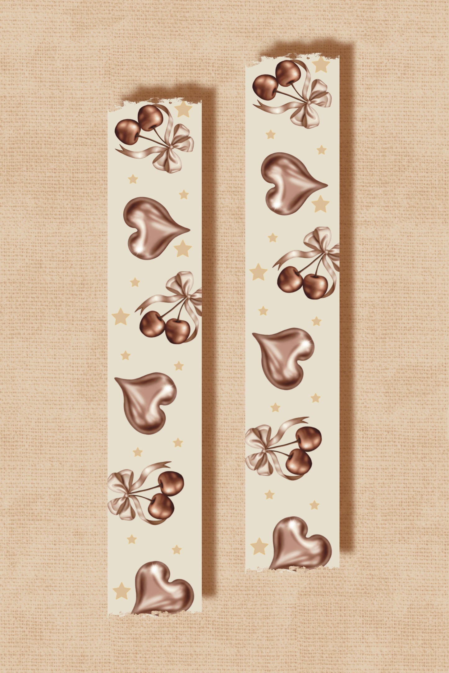PREORDER: Foil Cherry Hearts Washi Tape (15 mm) - Brown