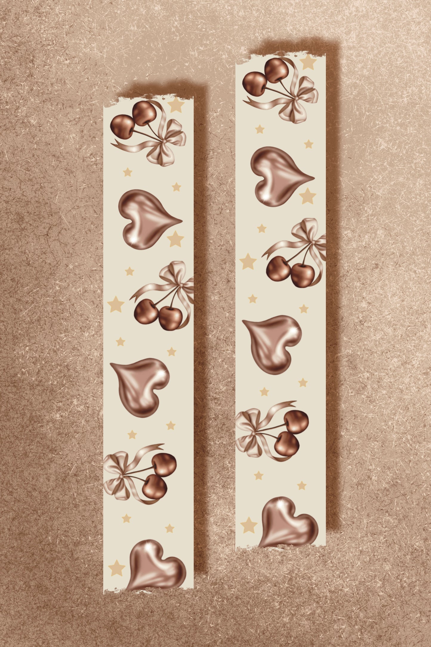 Foil Cherry Hearts Washi Tape (15 mm) - Brown