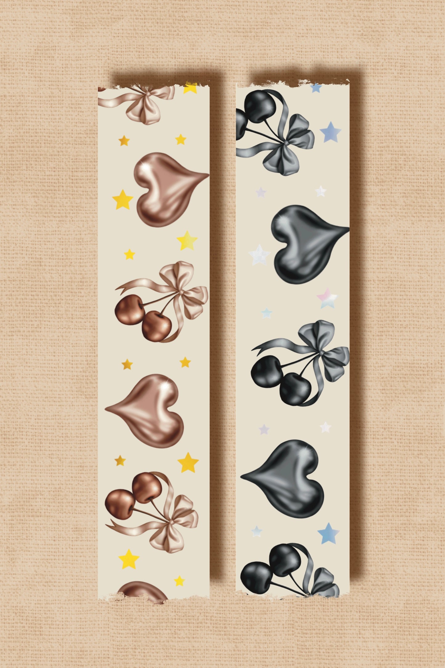 Foil Cherry Hearts Washi Tape (15 mm) - Black