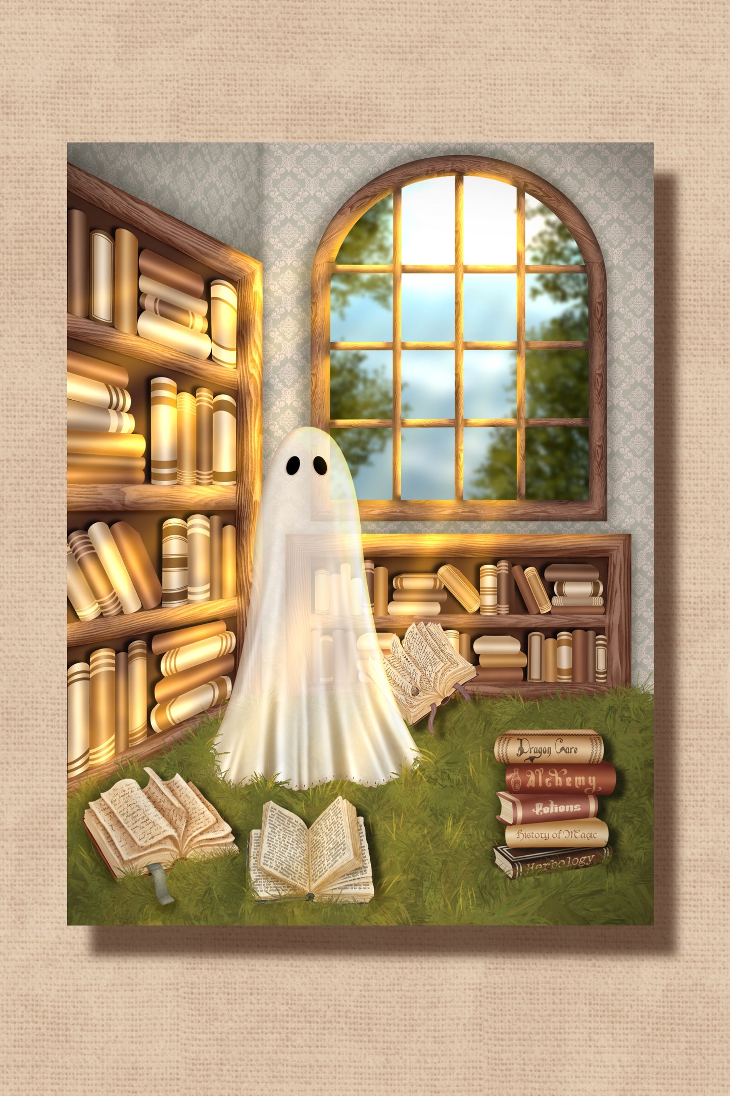 Library Ghost Art Print/Postcard