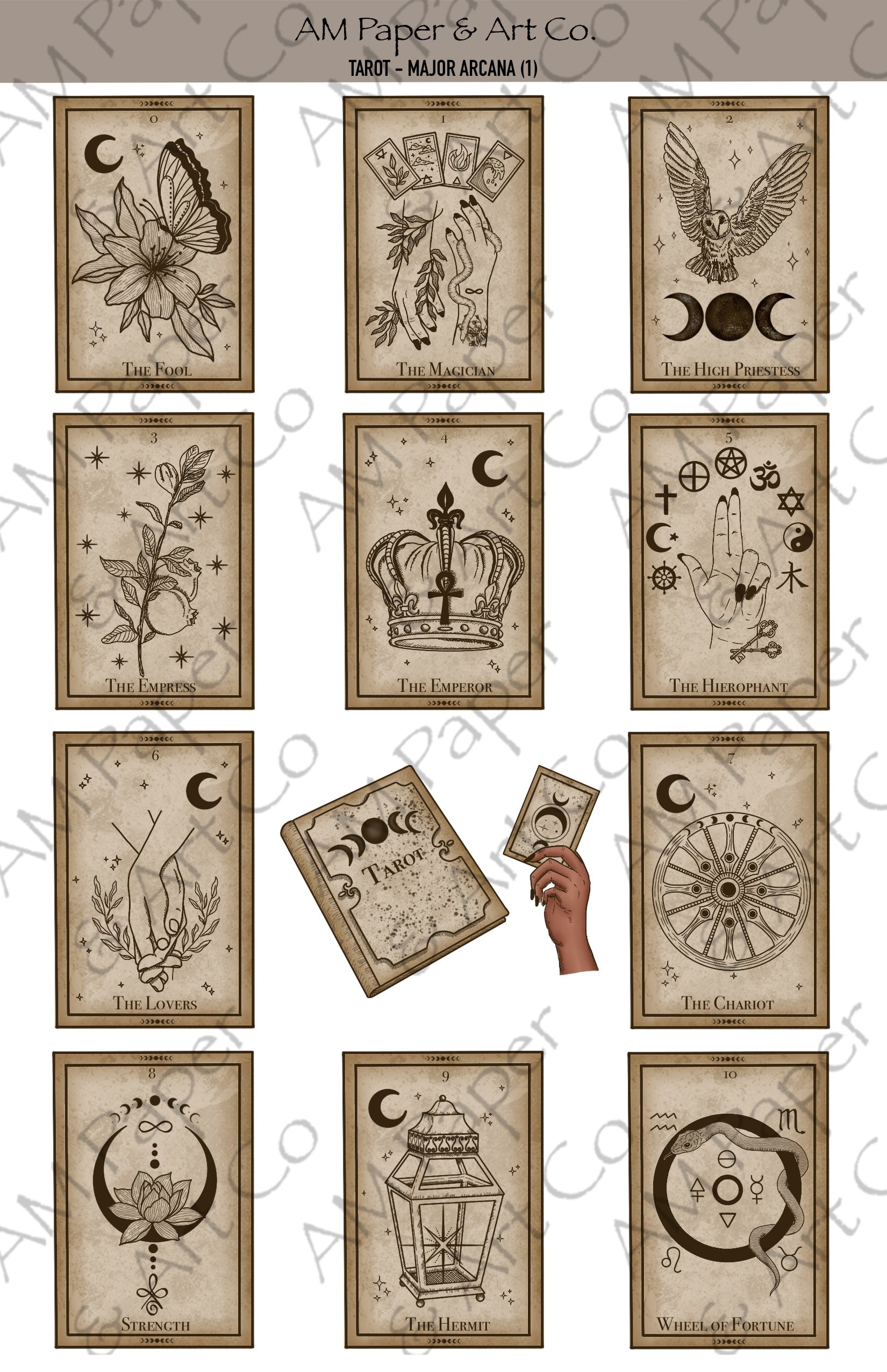 Tarot Cards (Major & Minor Arcana) Printable Stickers