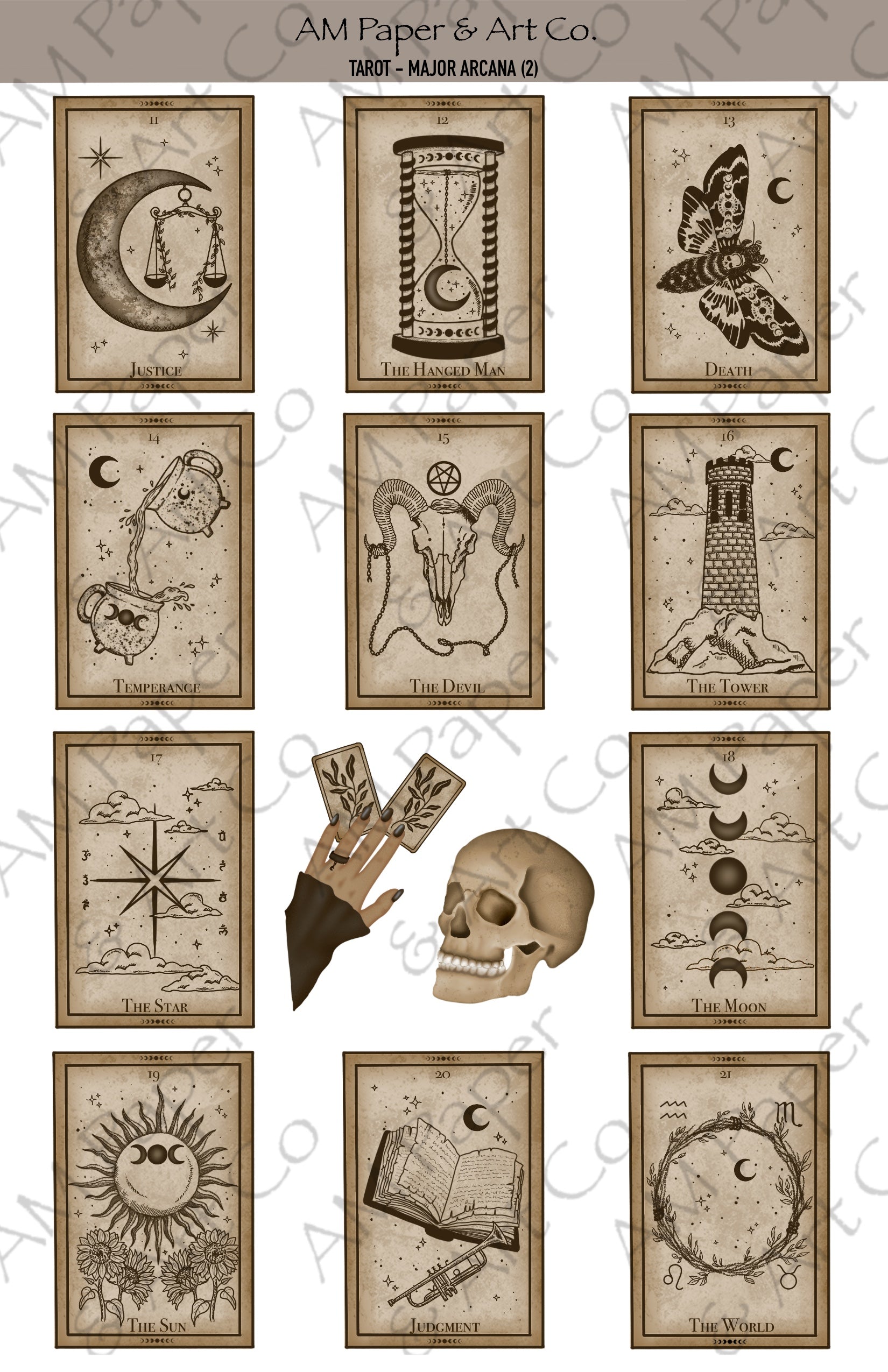 Tarot Cards (Major & Minor Arcana) Printable Stickers