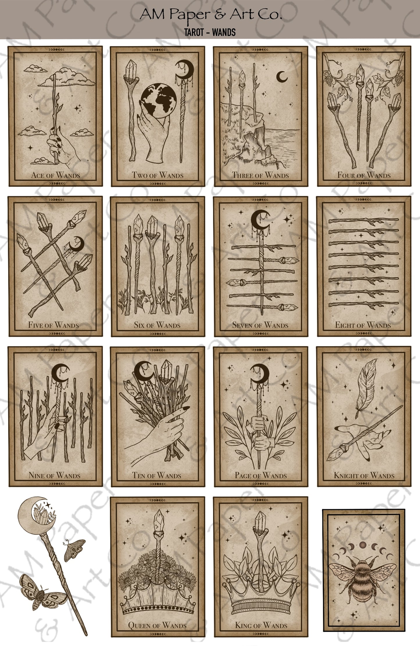 Tarot Cards (Major & Minor Arcana) Printable Stickers