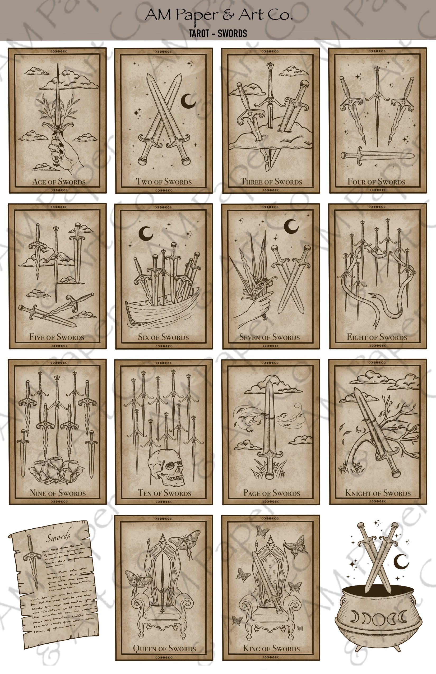 Tarot Cards (Major & Minor Arcana) Printable Stickers