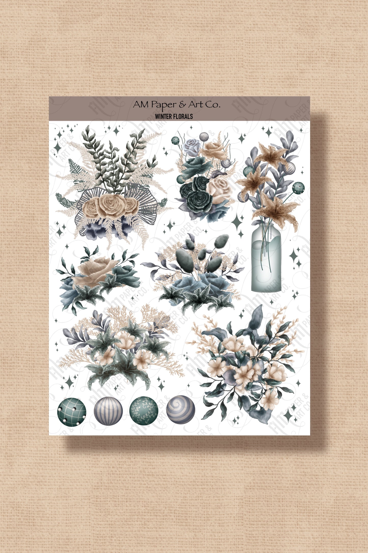 PRINTABLE: Winter Florals Printable Stickers