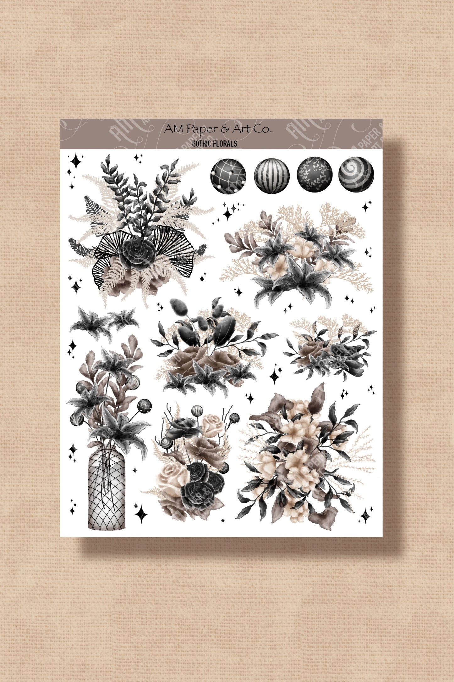PRINTABLE: Gothic Florals Printable Stickers