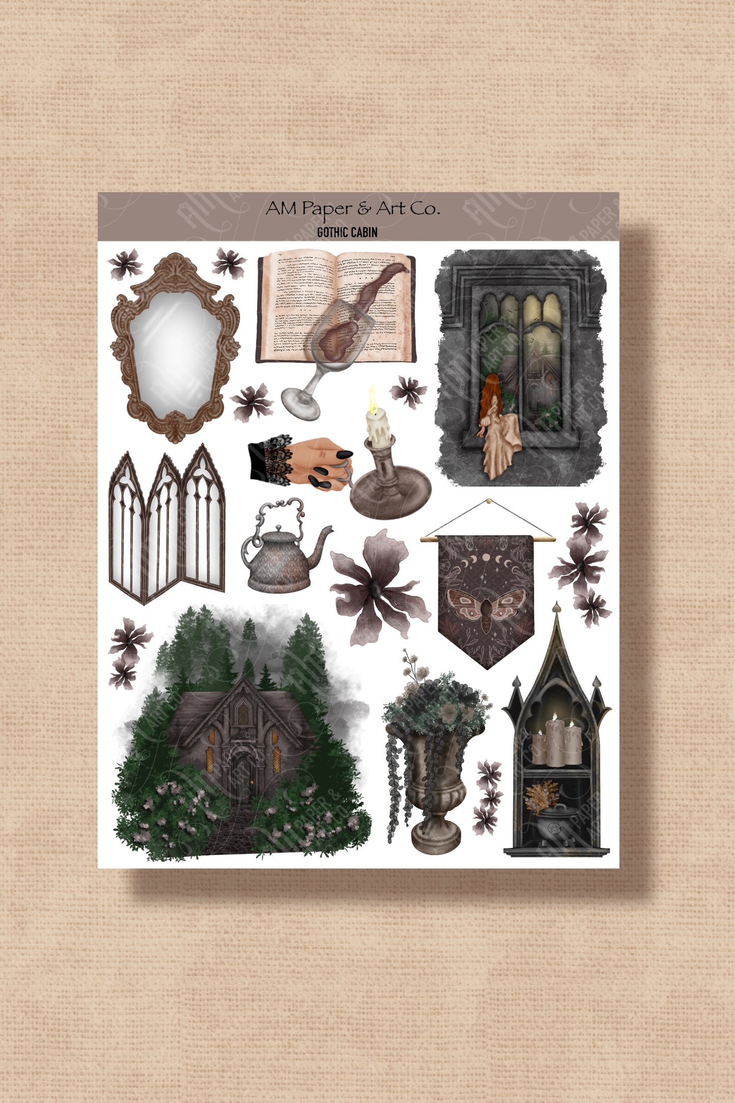PRINTABLE: Gothic Cabin Printable Stickers
