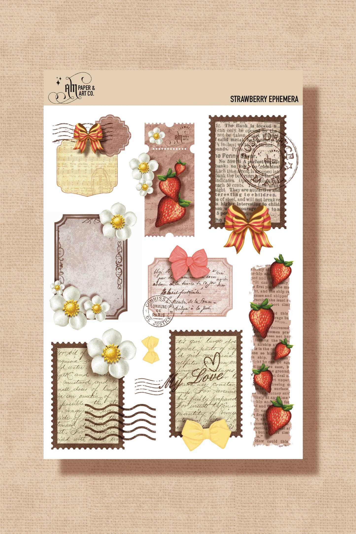 Strawberry Ephemera Stickers