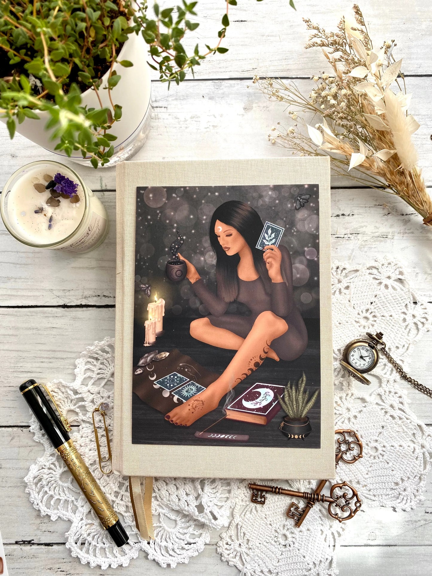 Tarot Reading Art Print/Postcard - Black