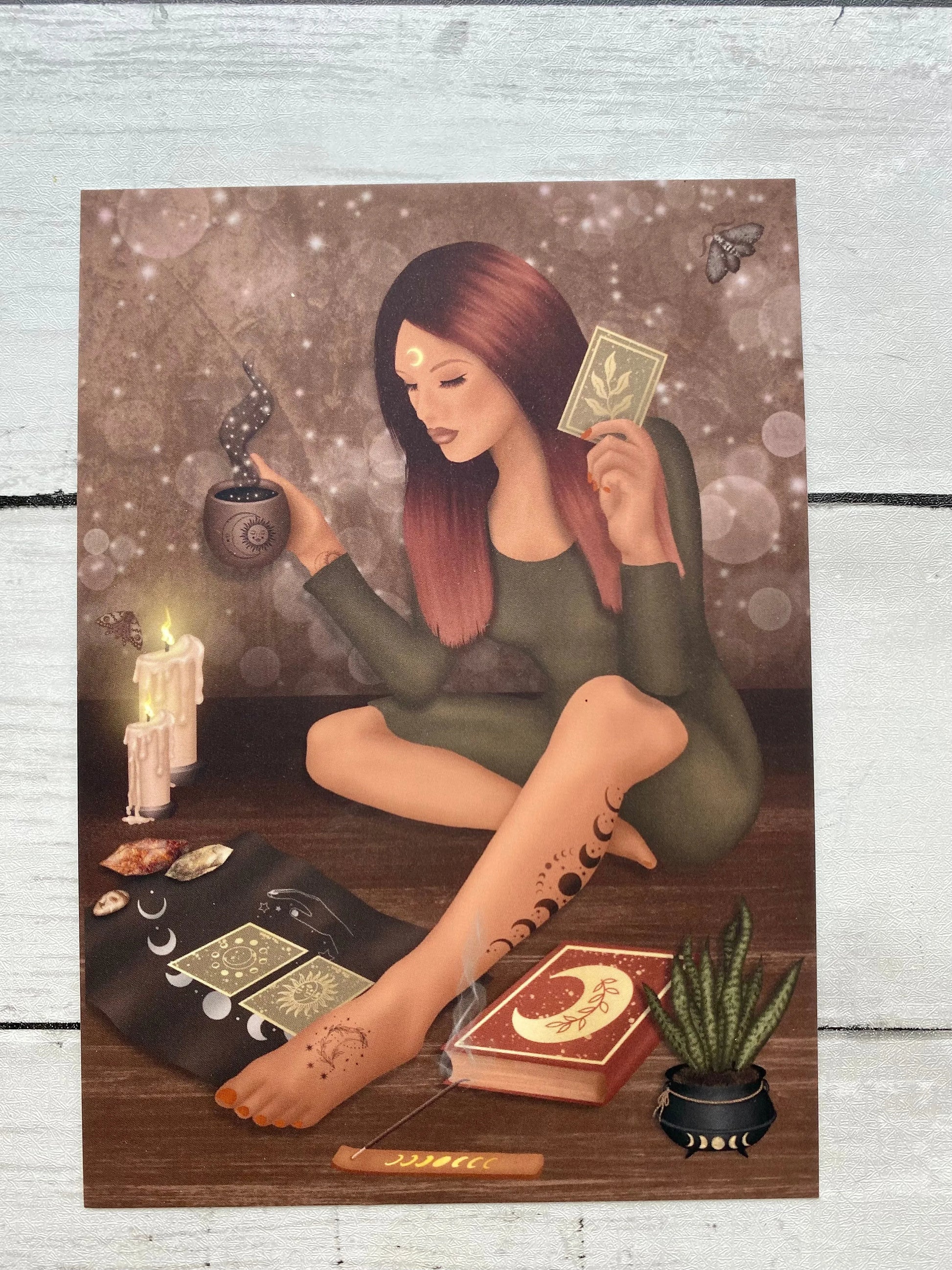 Tarot Reading Art Prints/Postcard - Brown