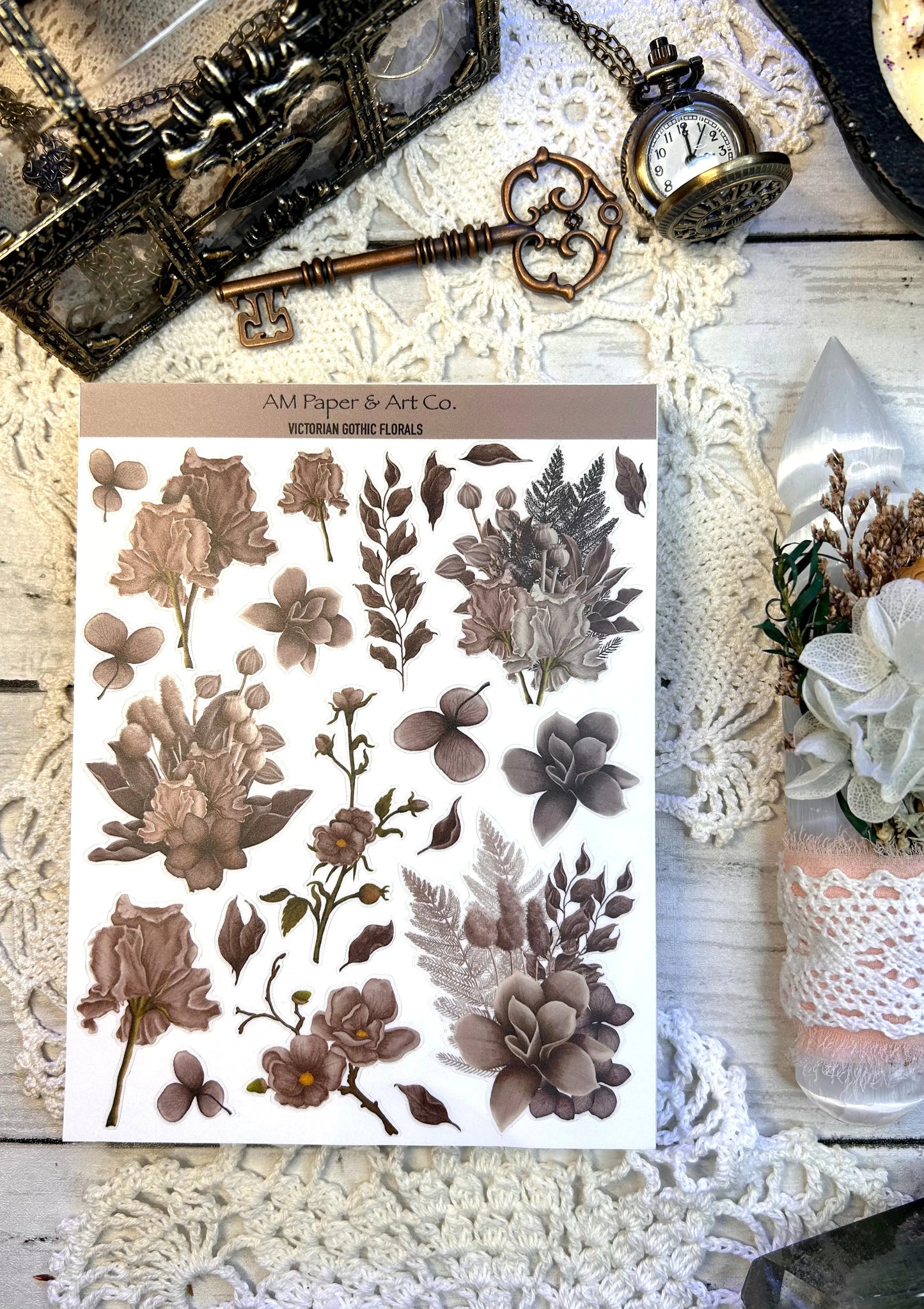Victorian Gothic Florals Stickers