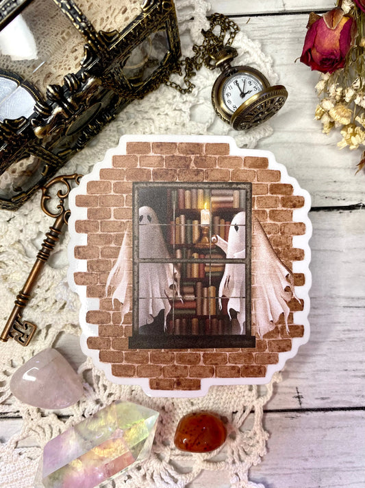 Ghosts in a Window Die Cut Sticker