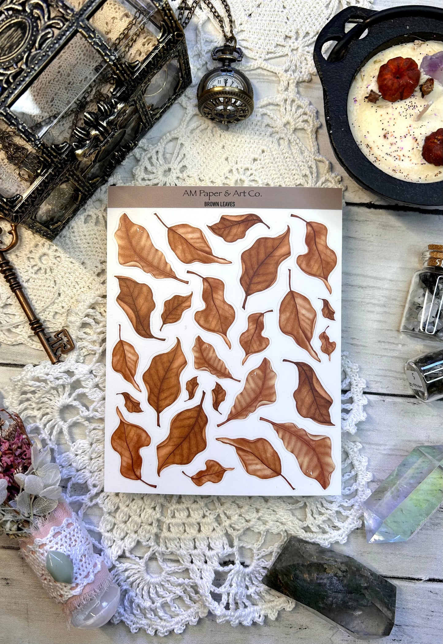 Brown Leaves Stickers