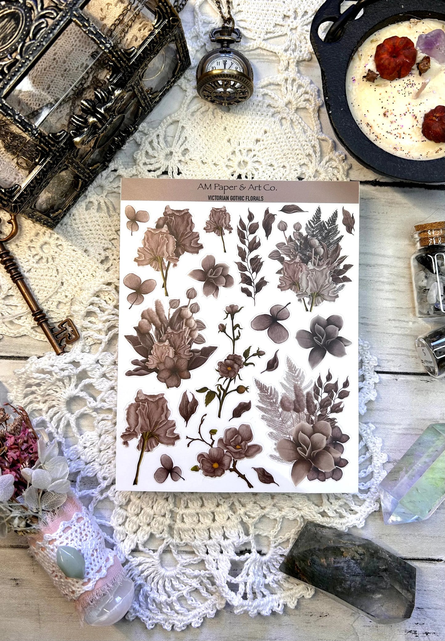 Victorian Gothic Florals Stickers