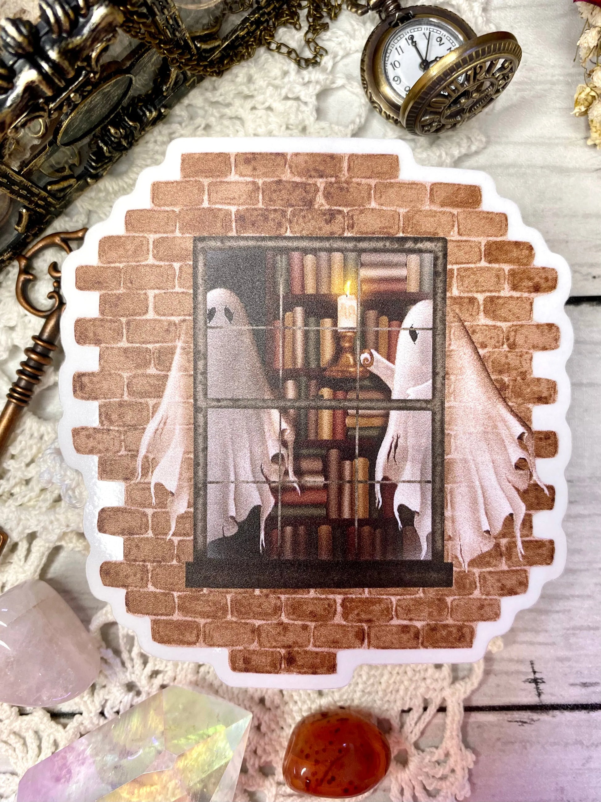 Ghosts in a Window Die Cut Sticker