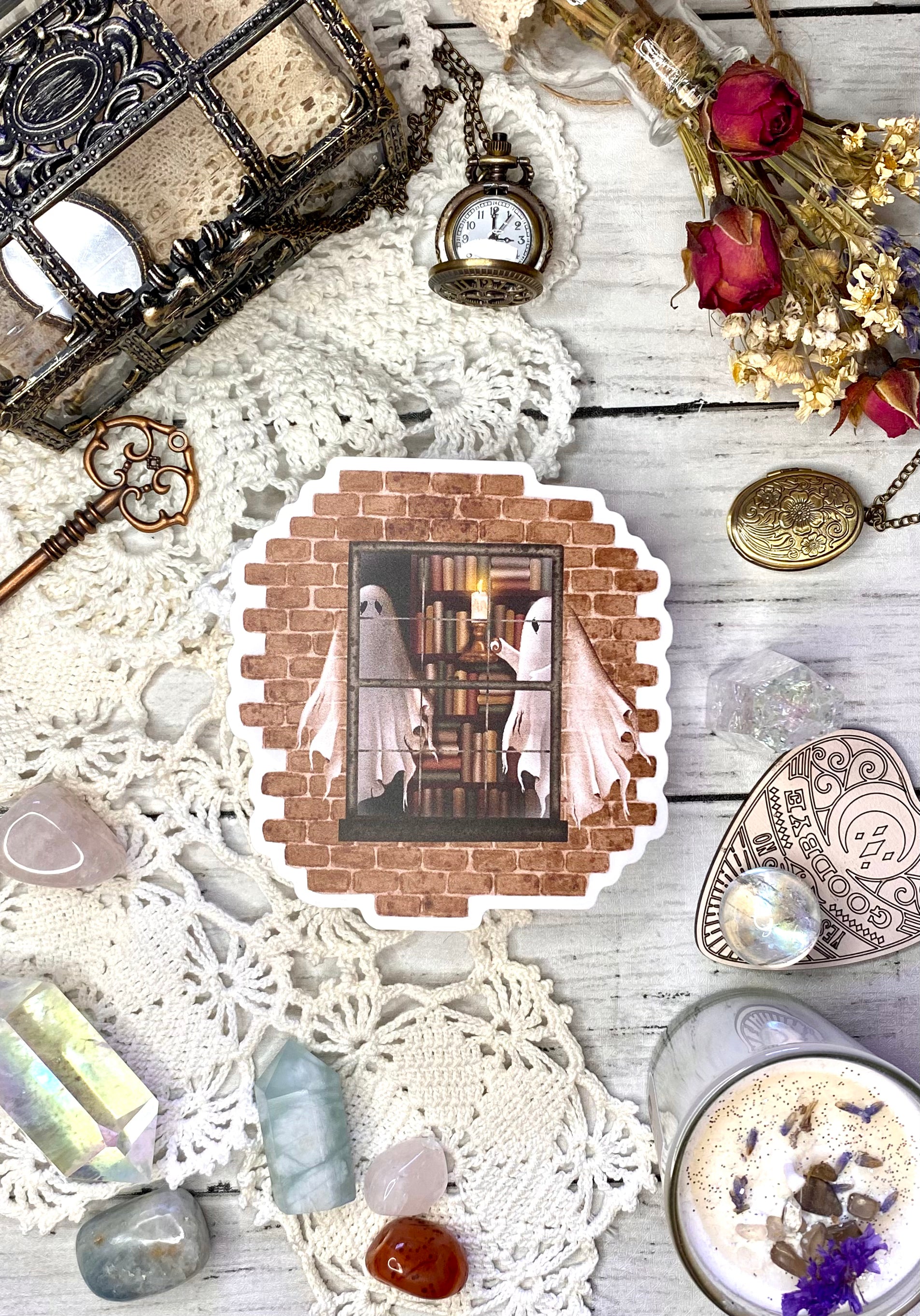 Ghosts in a Window Die Cut Sticker