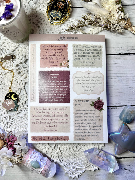 Slow Living: Text I Washi Stickers
