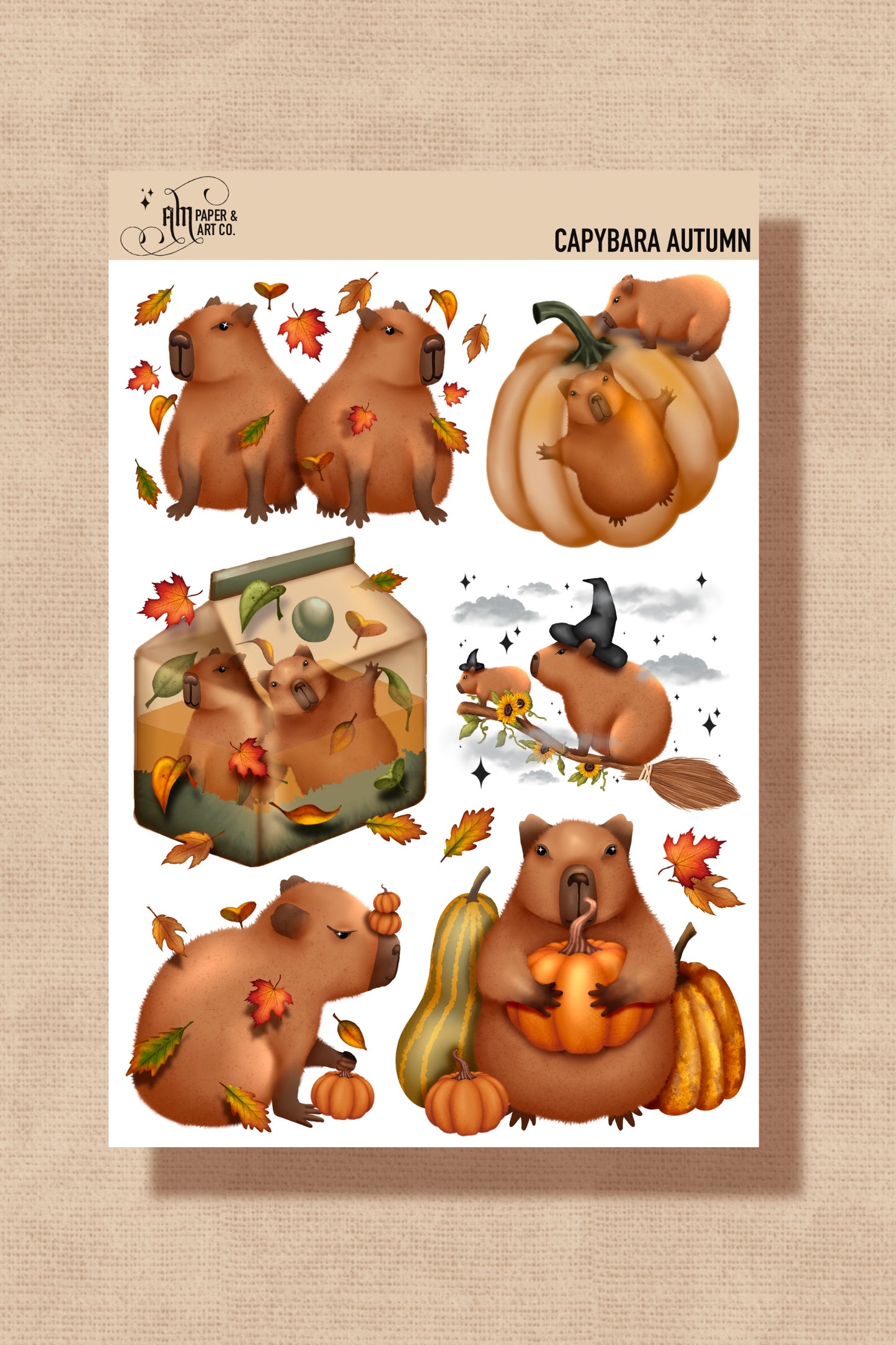 Capybara Autumn Stickers