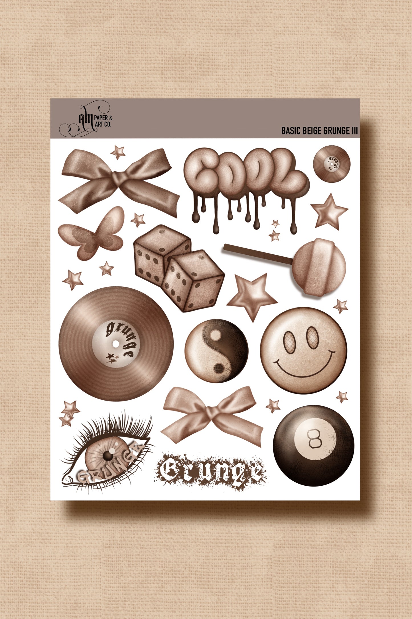 Basic Beige Grunge III Stickers