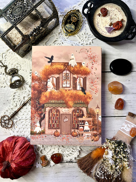 Ghost Bookstore Art Print/Postcard - Autumn