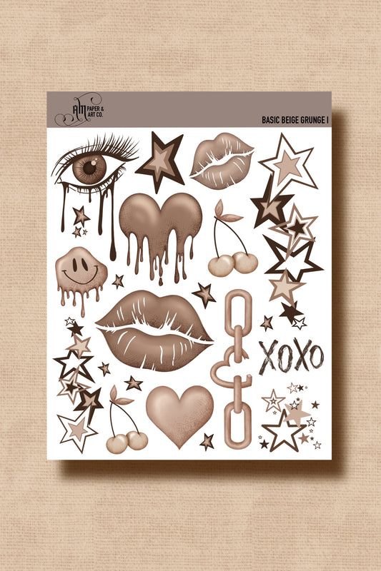 Basic Beige Grunge I Stickers