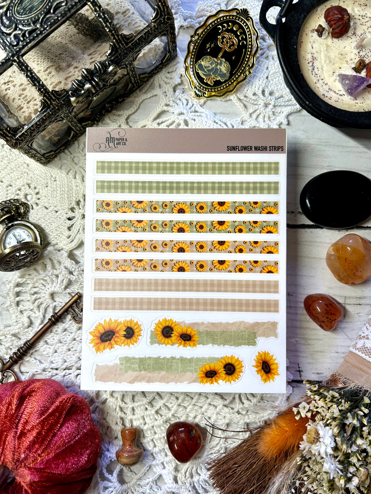 Sunflower Washi Strips Stickers