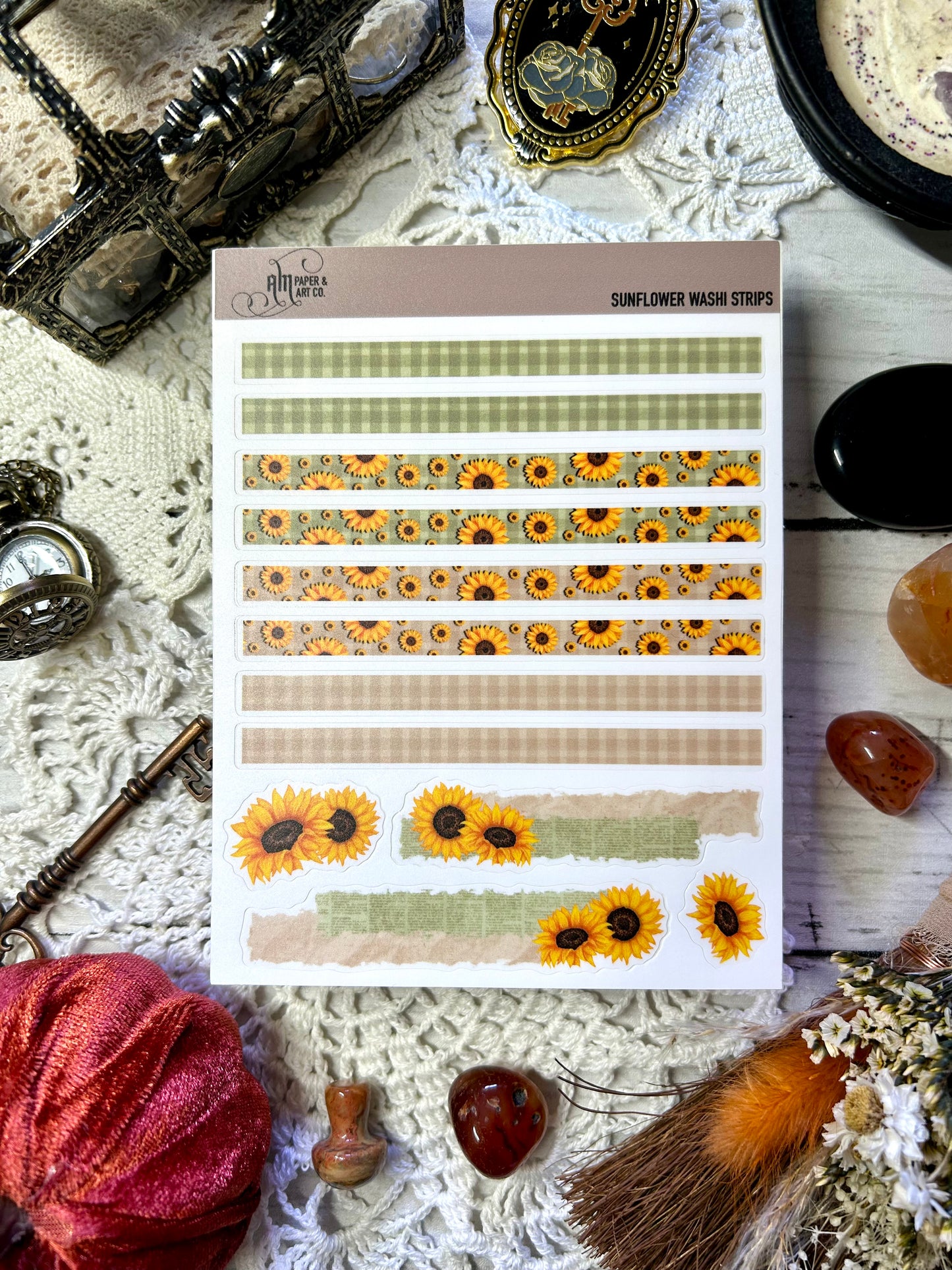 Sunflower Washi Strips Stickers