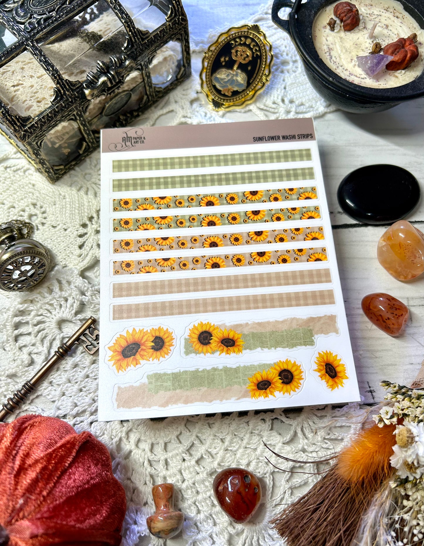 Sunflower Washi Strips Stickers