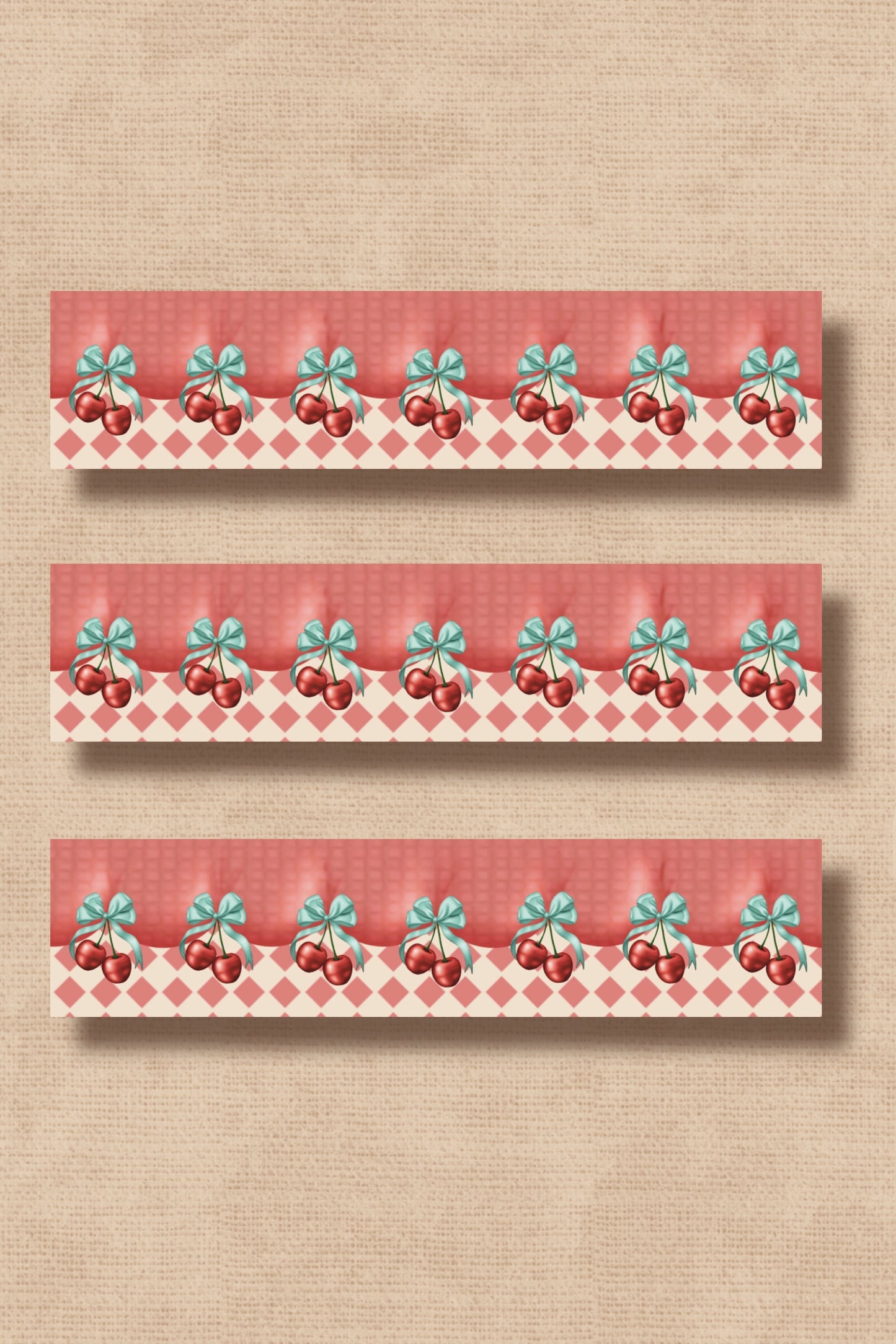 Cherry Ribbon Washi Tape (15 mm) - coral