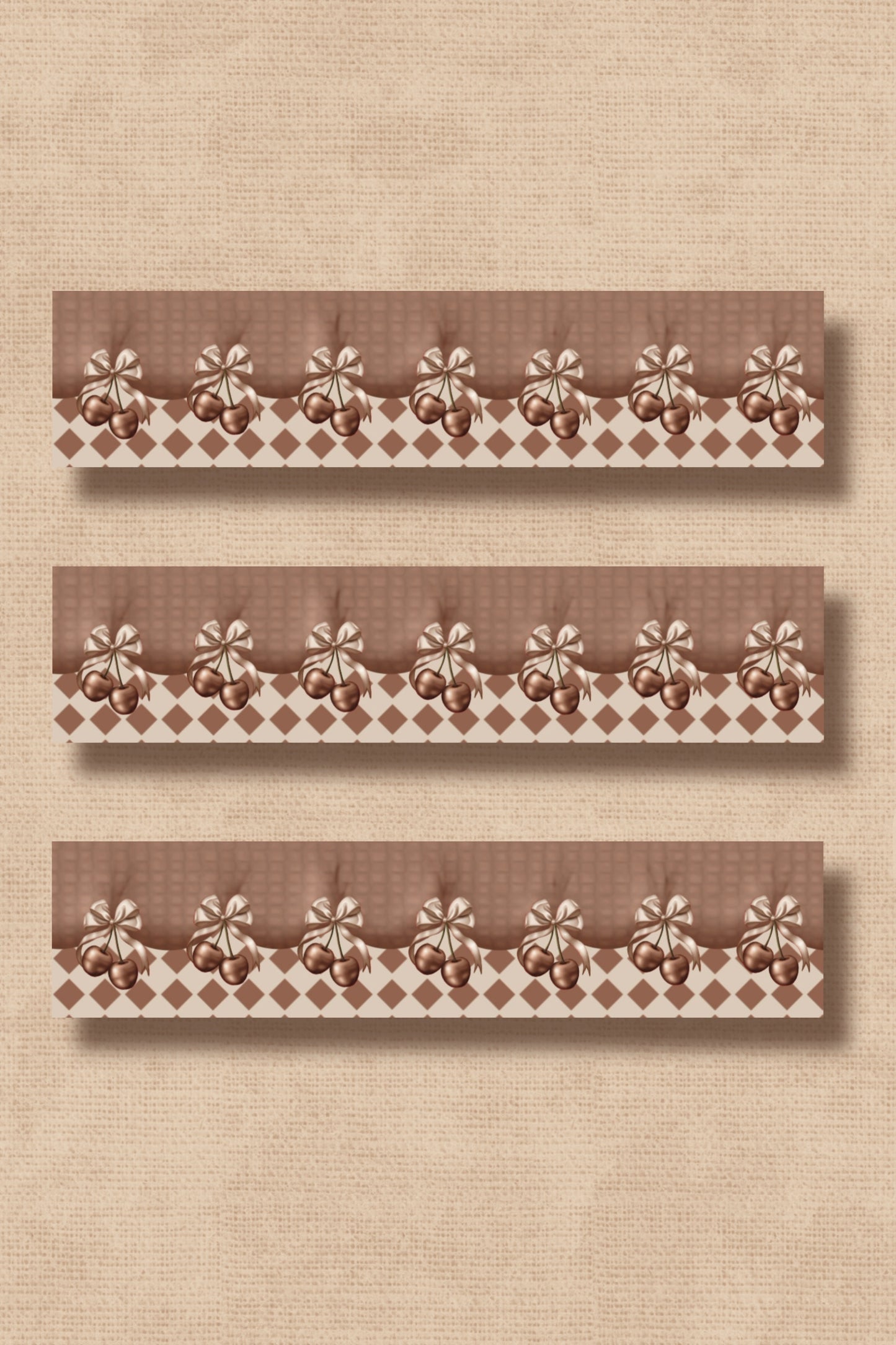 Cherry Ribbon Washi Tape (15 mm) - brown