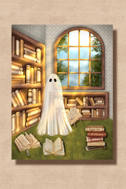 Library Ghost Art Print/Postcard