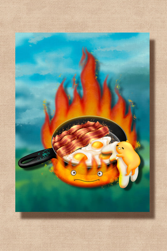 Calcifer & Gudetama (Fanart) Art Print/Postcard
