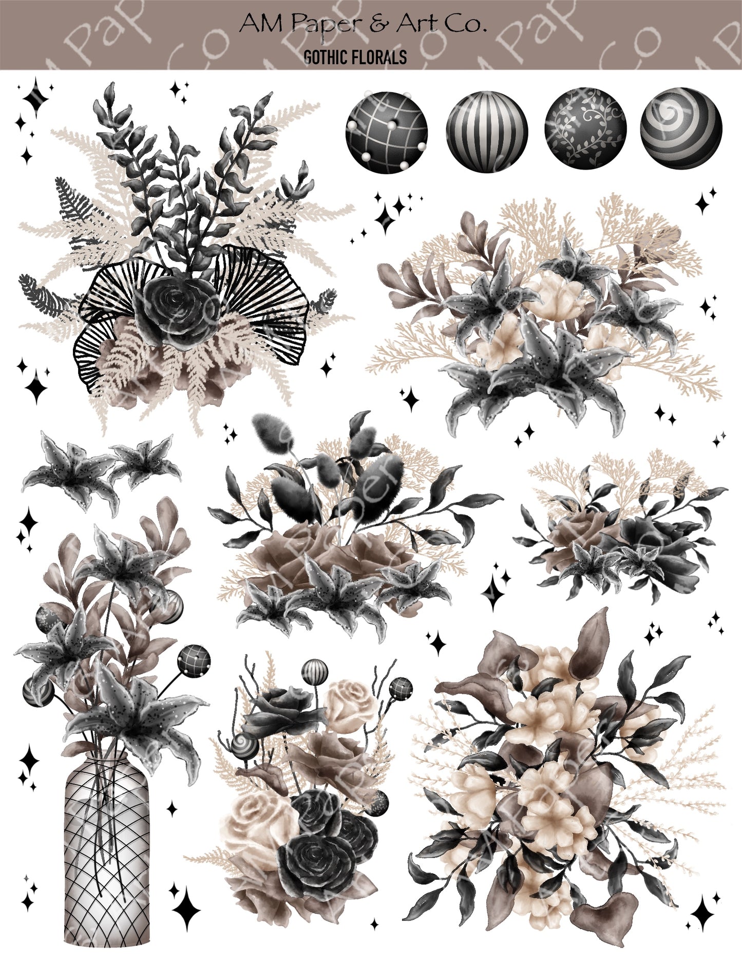 Gothic Florals Stickers