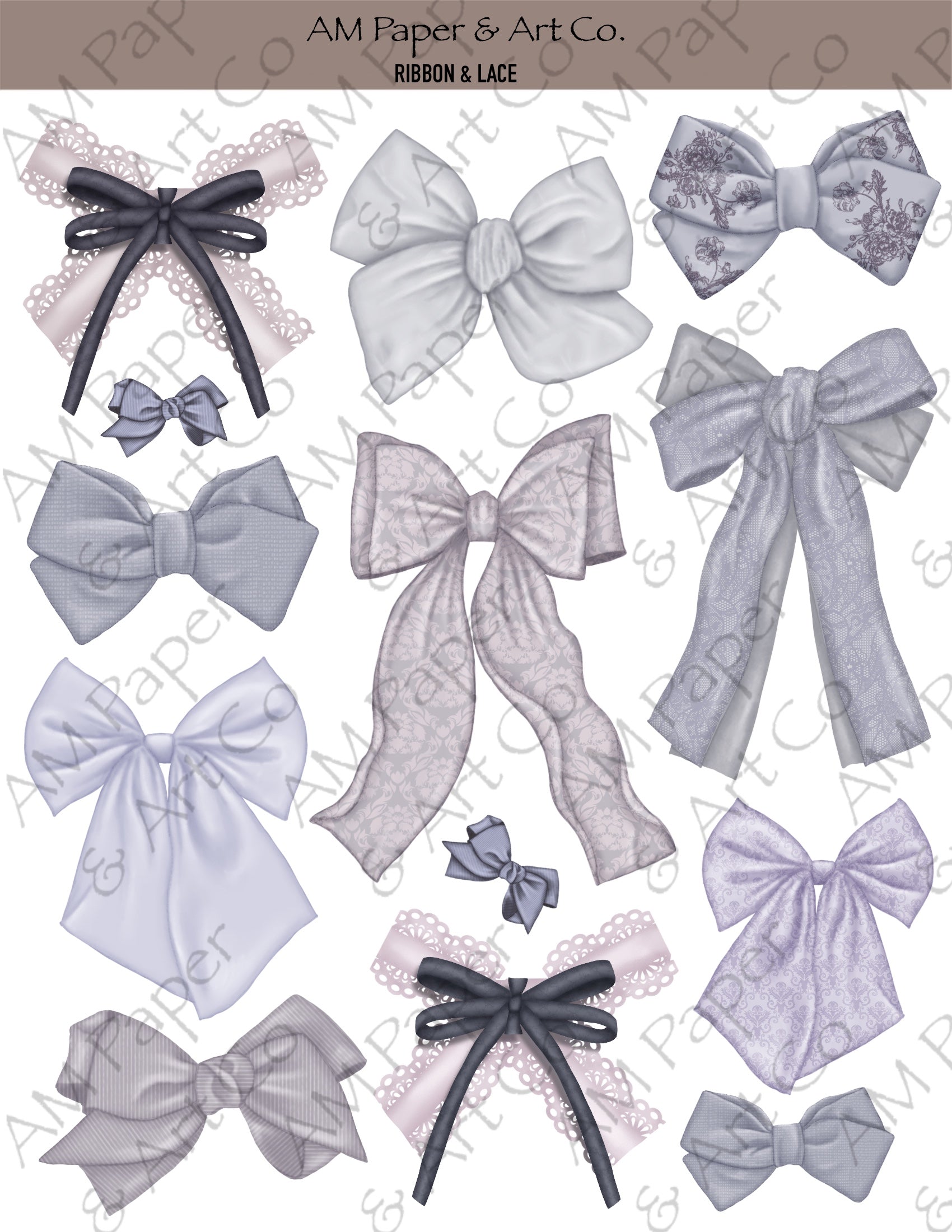 Ribbon & Lace Stickers (3 colour options)