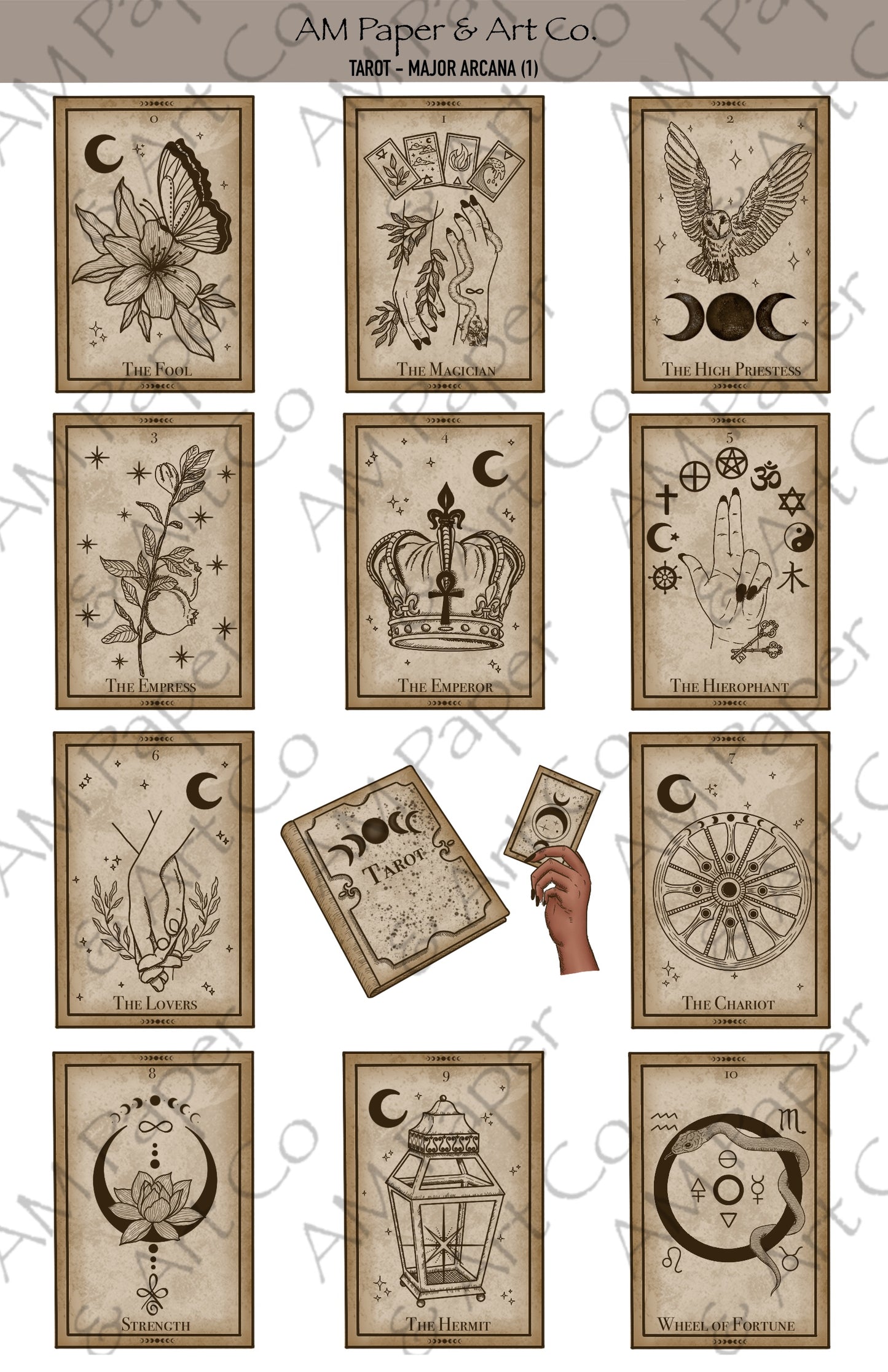 Tarot Cards (Major & Minor Arcana) Printable Stickers