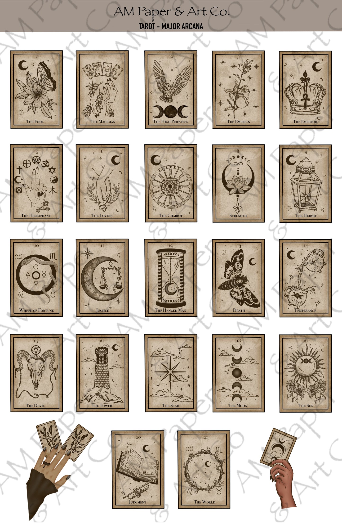 Tarot Cards (Major & Minor Arcana) Printable Stickers | AM Paper & Art Co. tarot-cards-major-minor-arcana-printable-stickers-am-paper-art-co