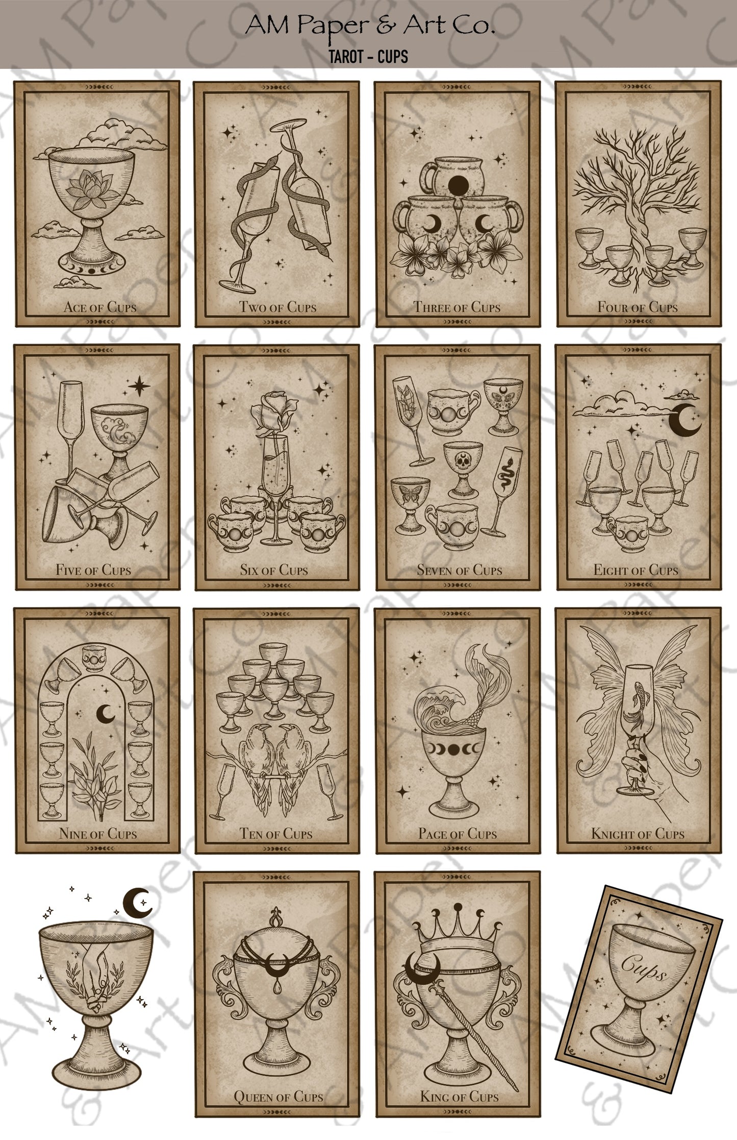 Tarot Cards (Major & Minor Arcana) Printable Stickers