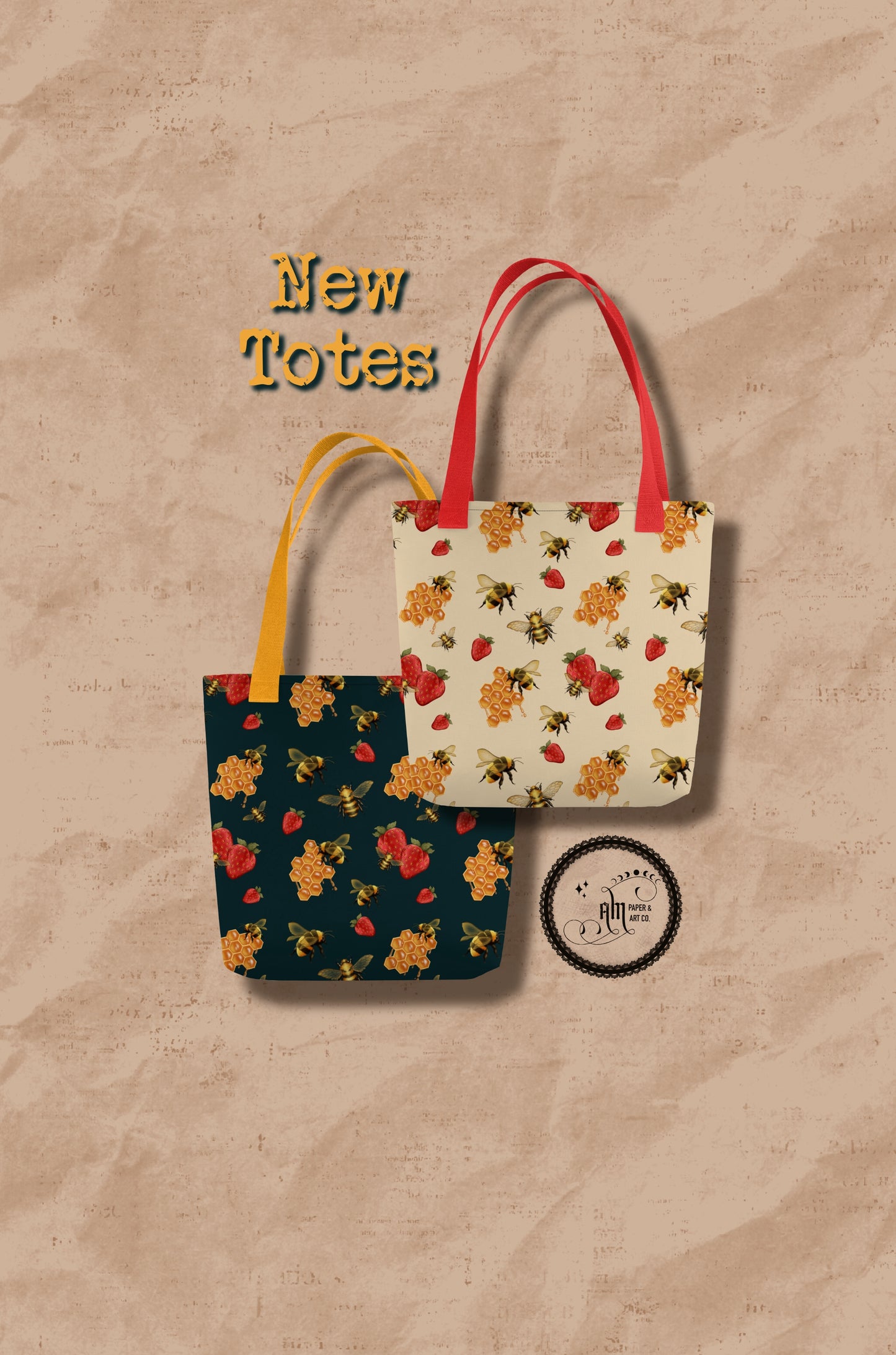 Bees & Berries Tote Bag (light)