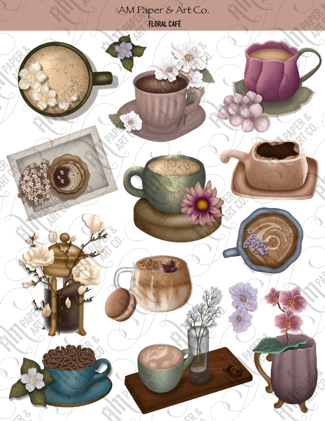 PRINTABLE: Floral Café Printable Stickers