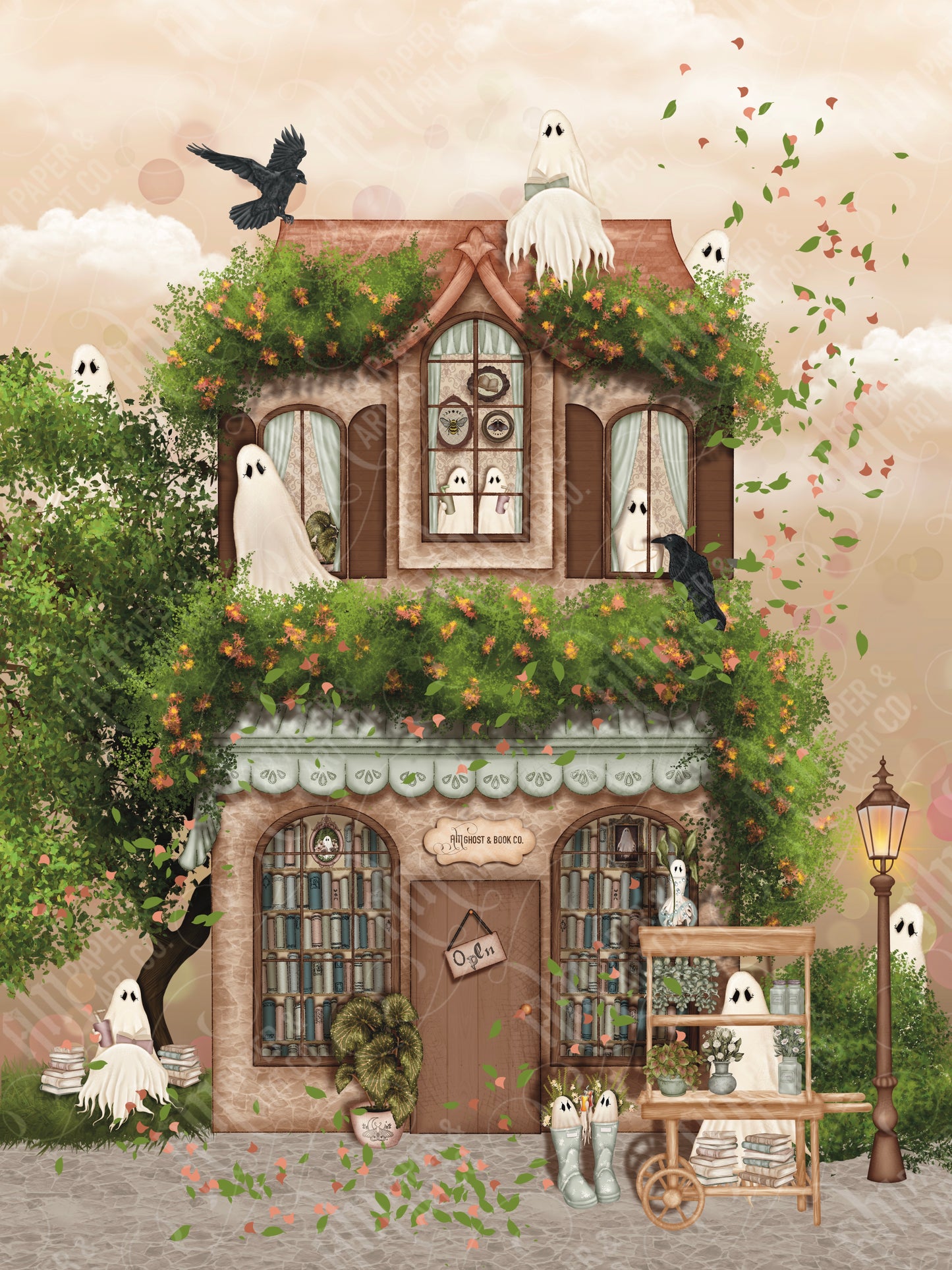 Ghost Bookstore Art Print/Postcard - Spring/Summer