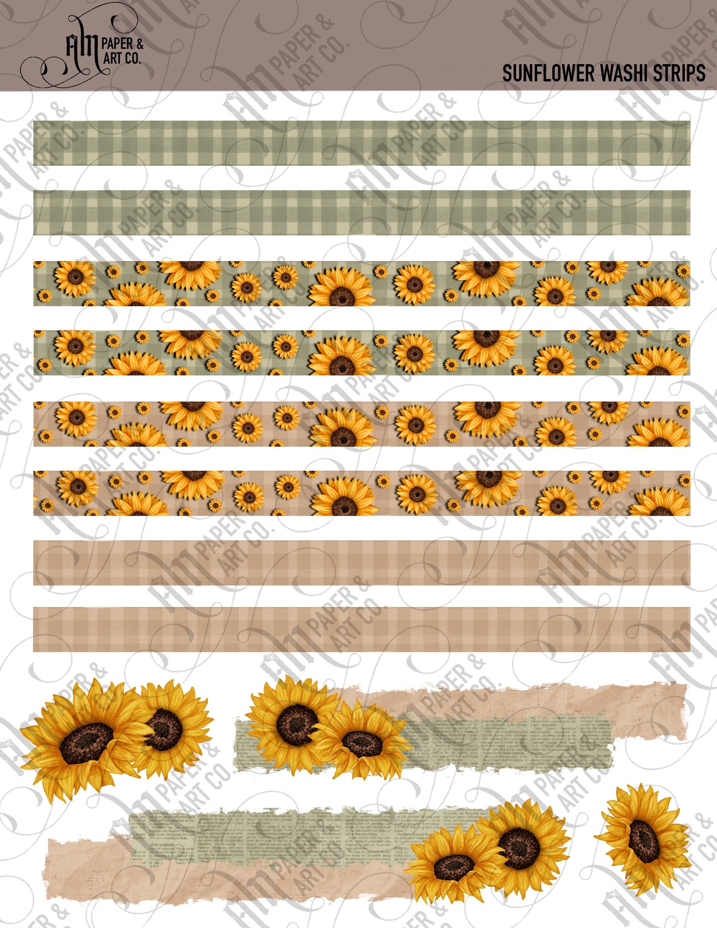 Sunflower Washi Strips Stickers