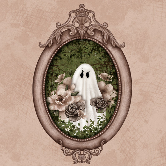 Ghost (Frame & Flowers) Die Cut Sticker