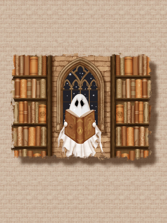 Ghost Library Die Cut Sticker