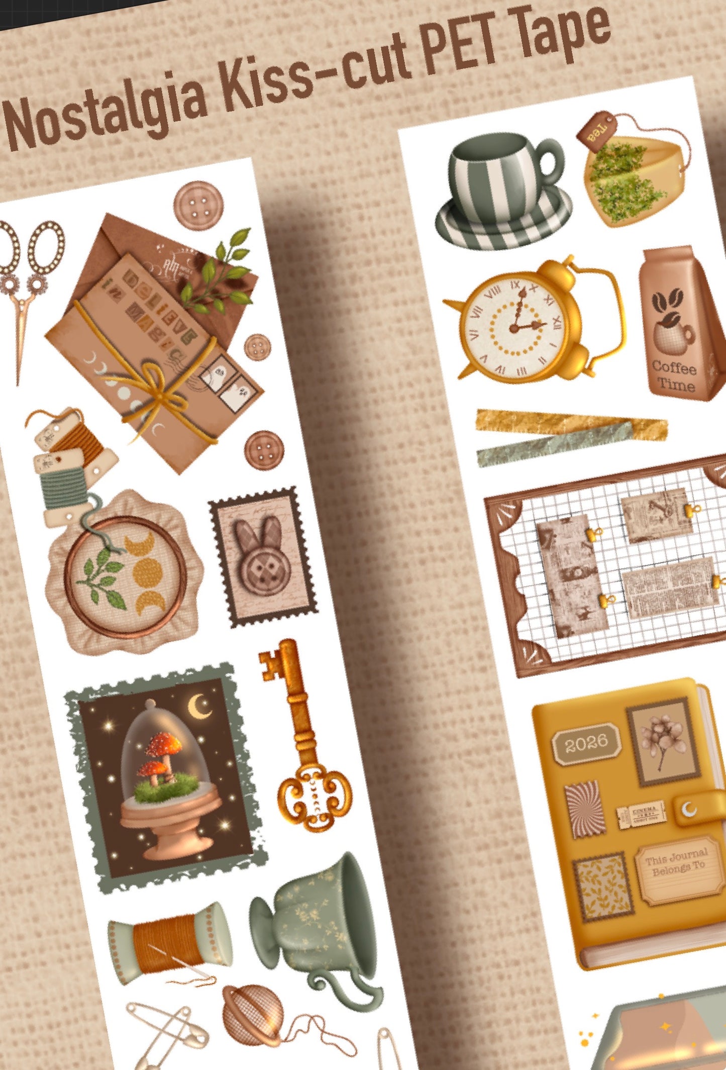 Nostalgia (Kiss-cut) PET Tape - Gold Foil
