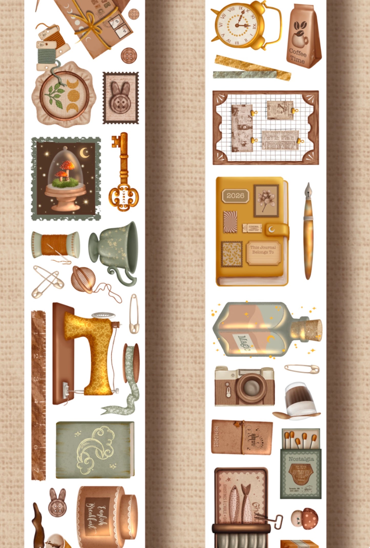 Nostalgia (Kiss-cut) PET Tape - Gold Foil